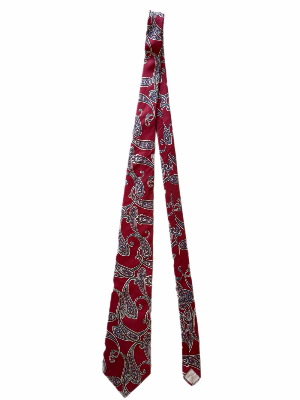 Vintage Christian Dior All Silk Tie Red Paisley Made USA Italian Fabric